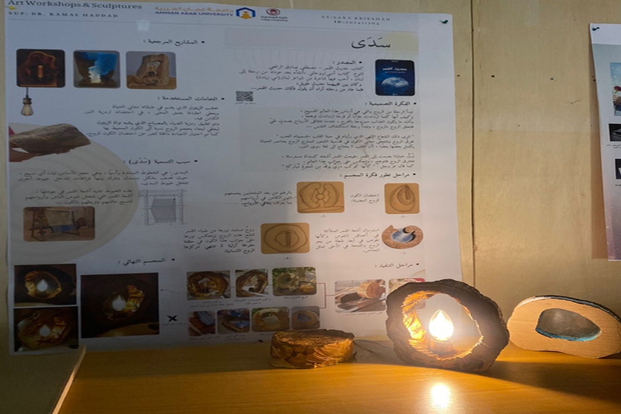 طلبة هندسة "عمان العربية" يبدعون في تصميم مجسّمات إضاءة ضمن مساق "الورش والنماذج المعمارية"1