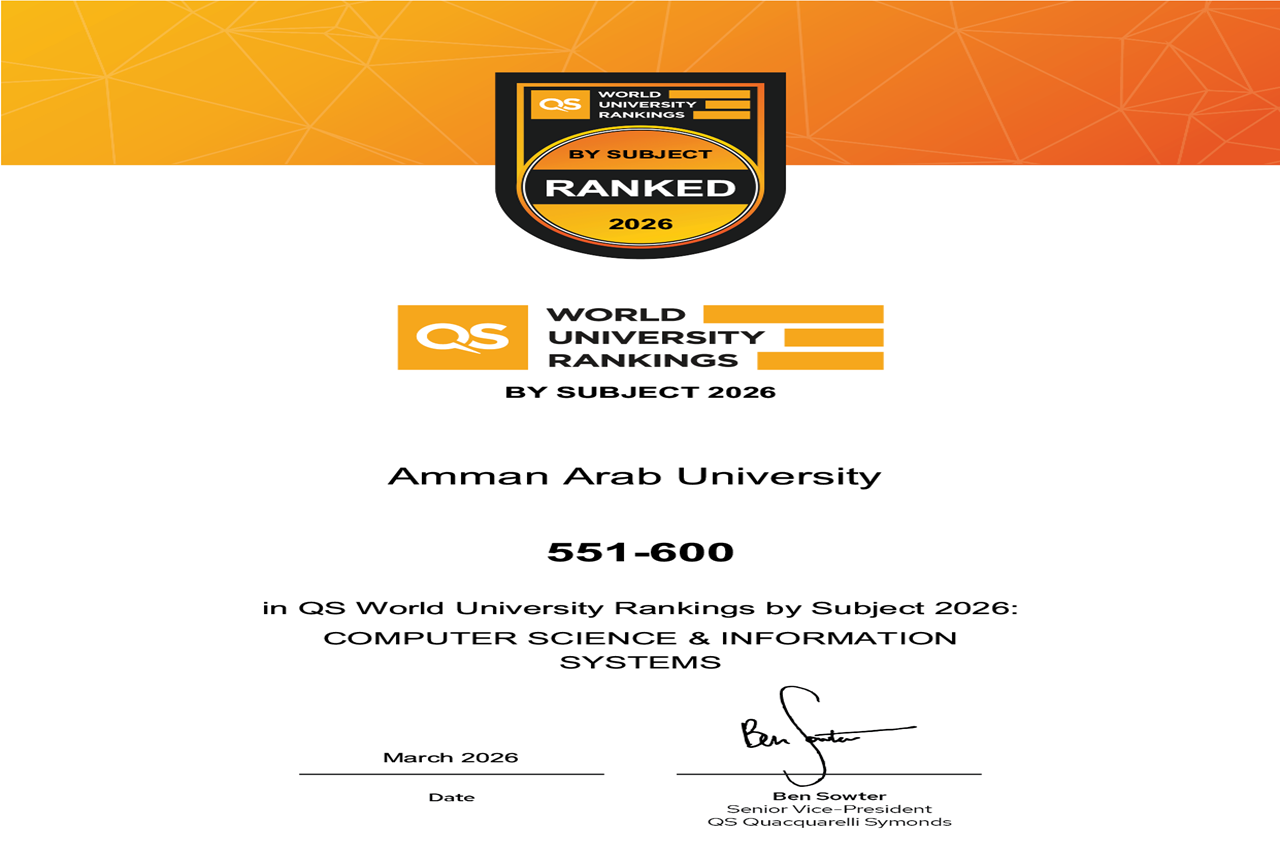 "عمان العربية" ترسّخ حضورها العالمي في تصنيف QS Word by Subject 2026 للتخصصات1