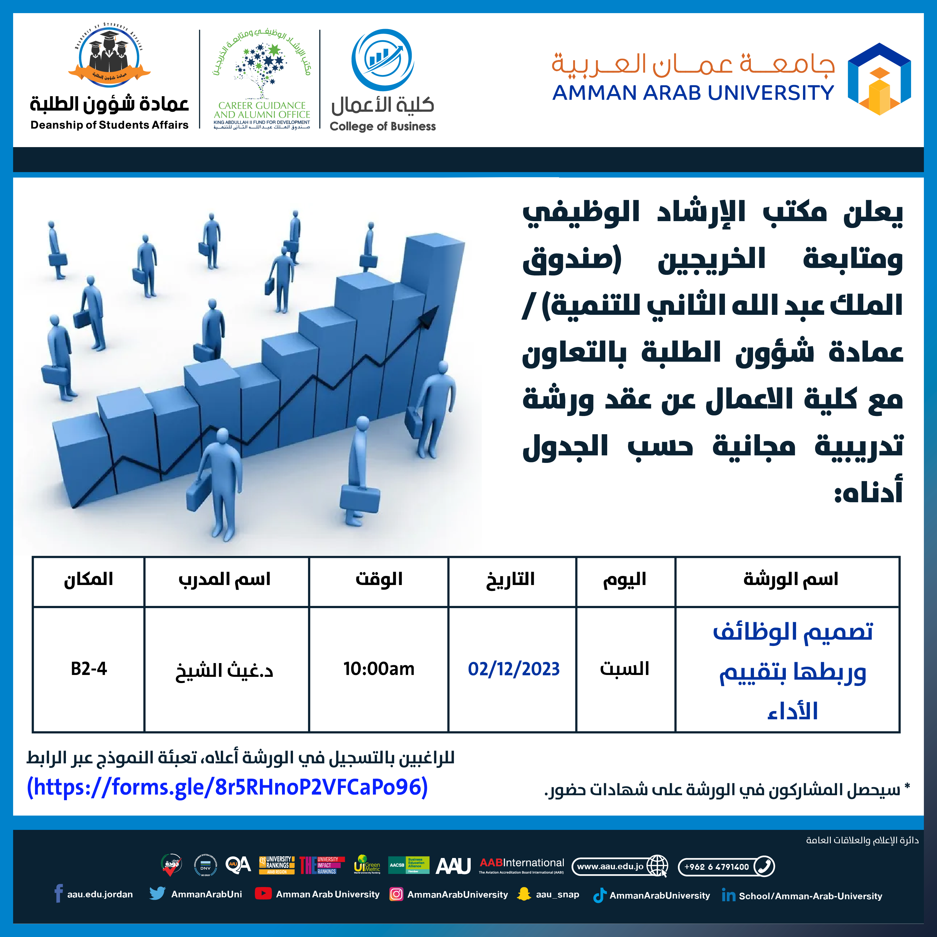 ورشة تدريبية بعنوان تصميم الوظائف وربطها بتقييم الأداء