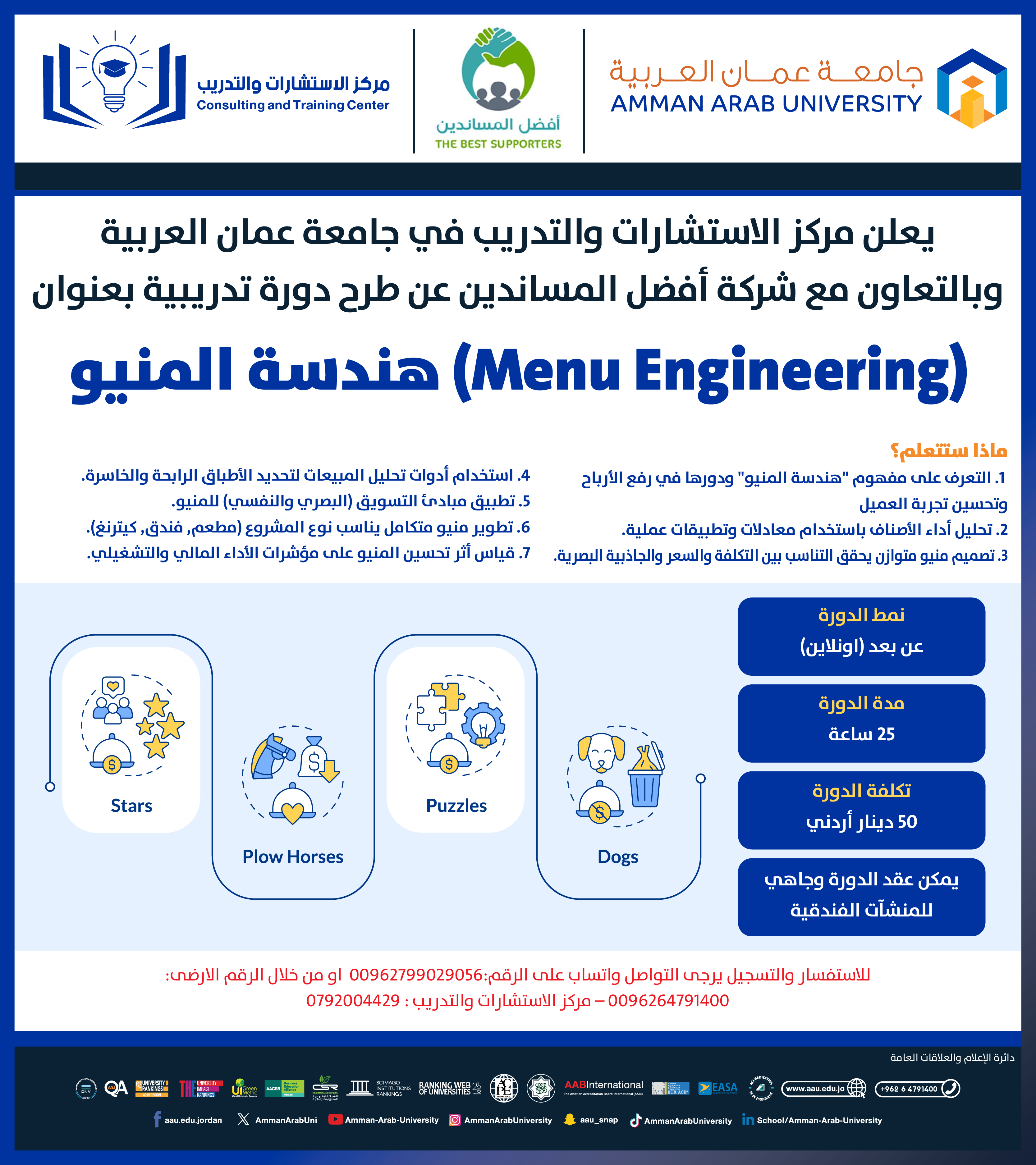 دورة تدريبية بعنوان هندسة المنيو