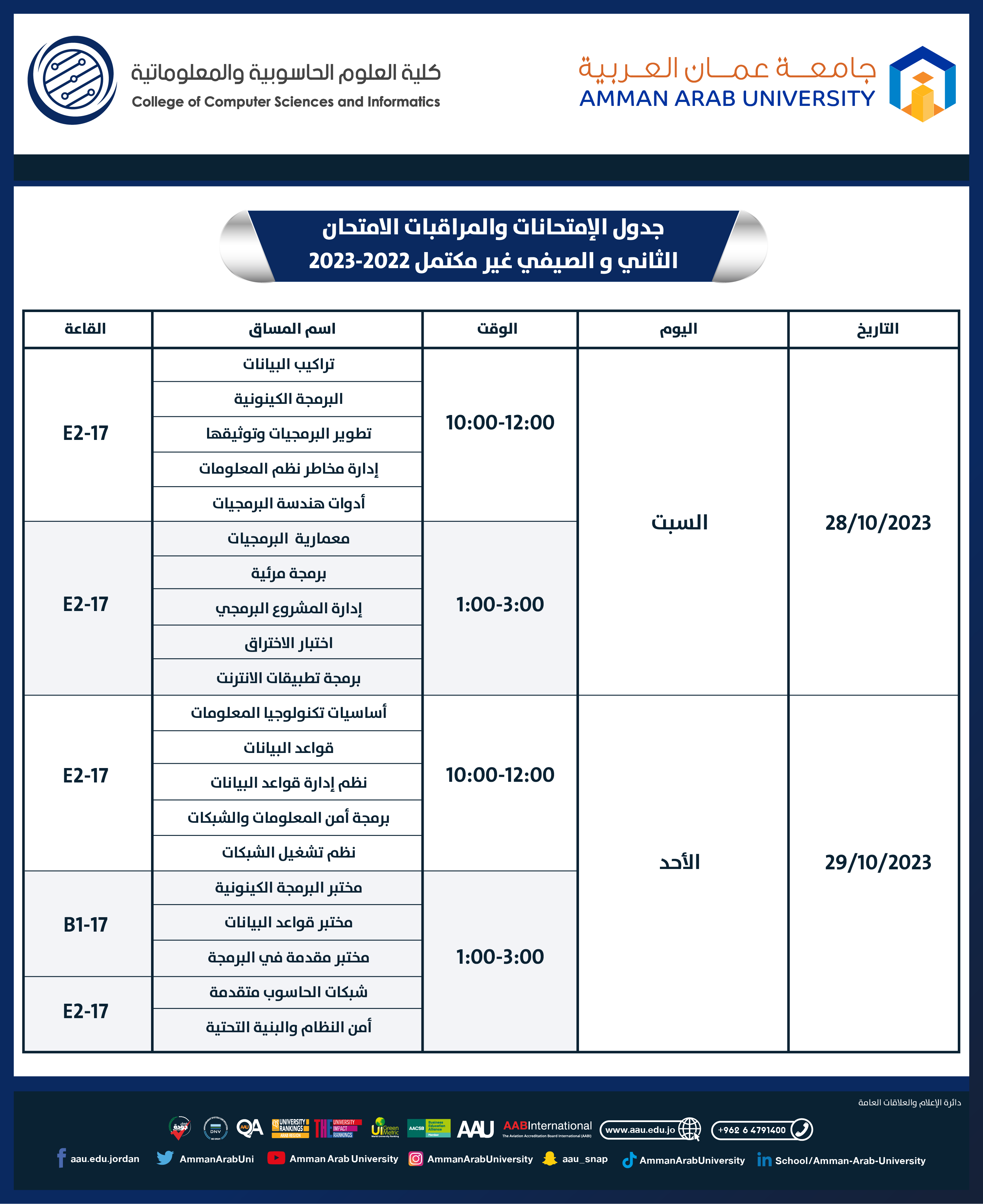 اعلان هام امتحان غير مكتمل- كلية العلوم الحاسوبية والمعلوماتية1