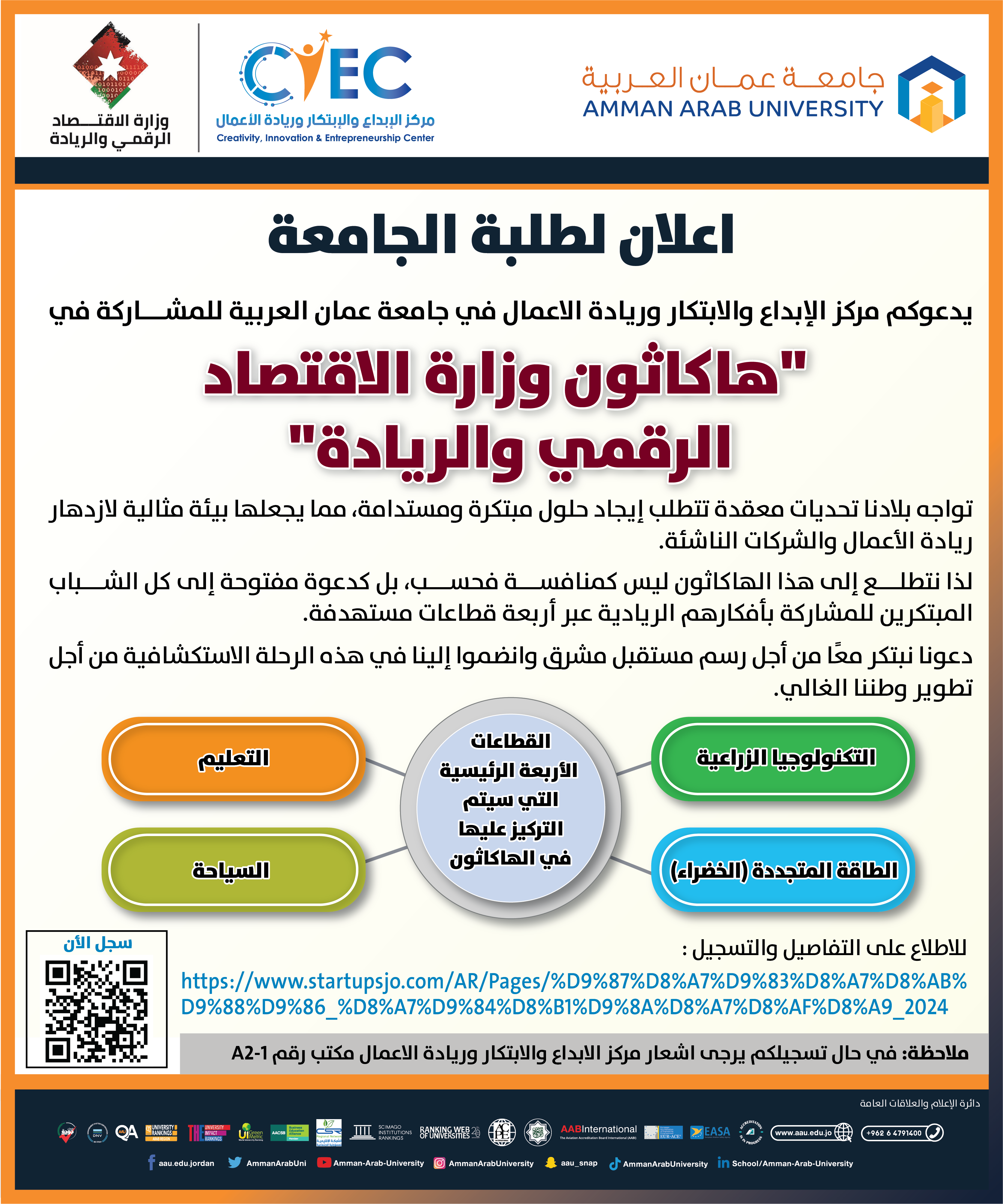اعلان المشاركة في هاكاثون وزارة الاقتصاد الرقمي والريادة