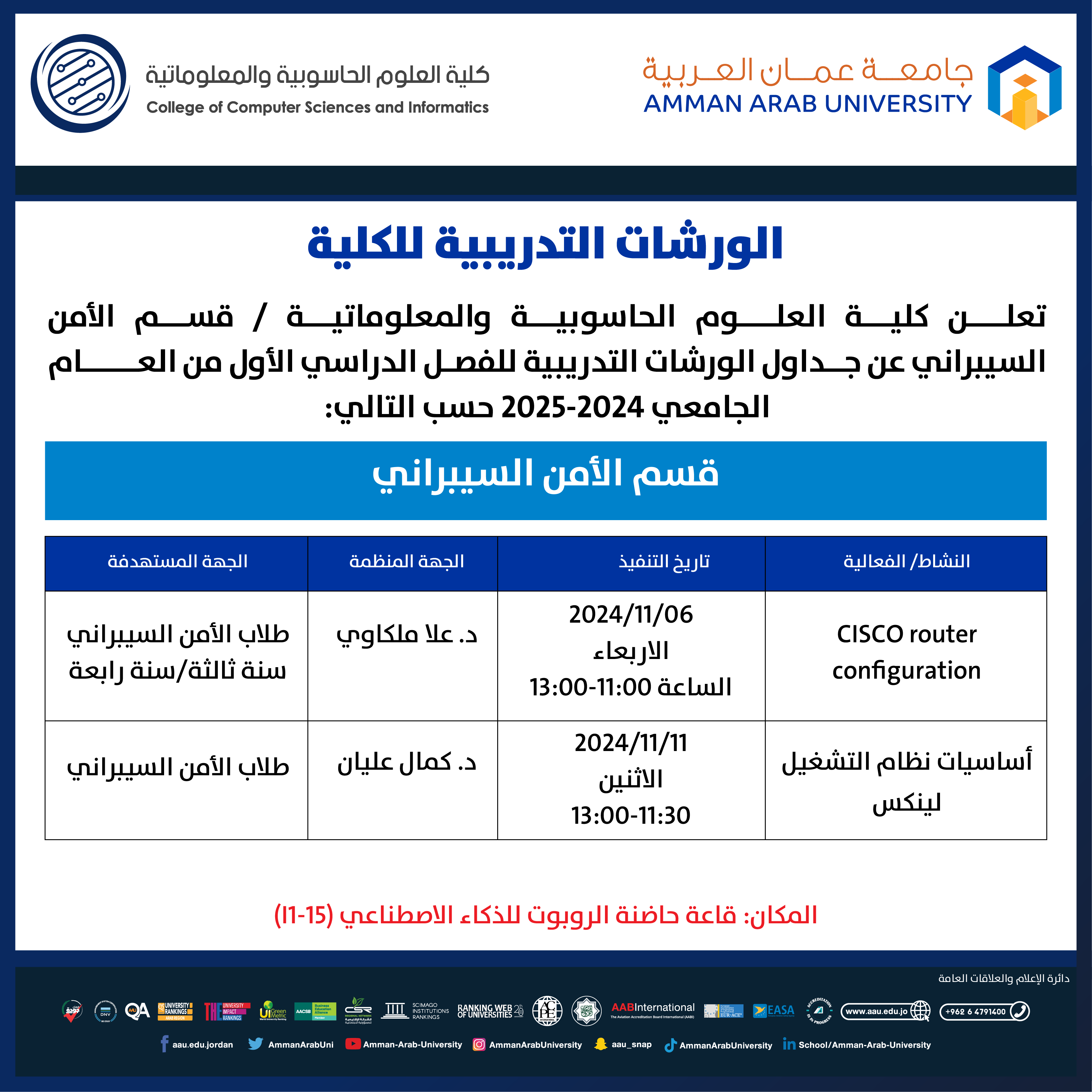 ورشات تدريبية لكلية العلوم الحاسوبية والمعلوماتية2