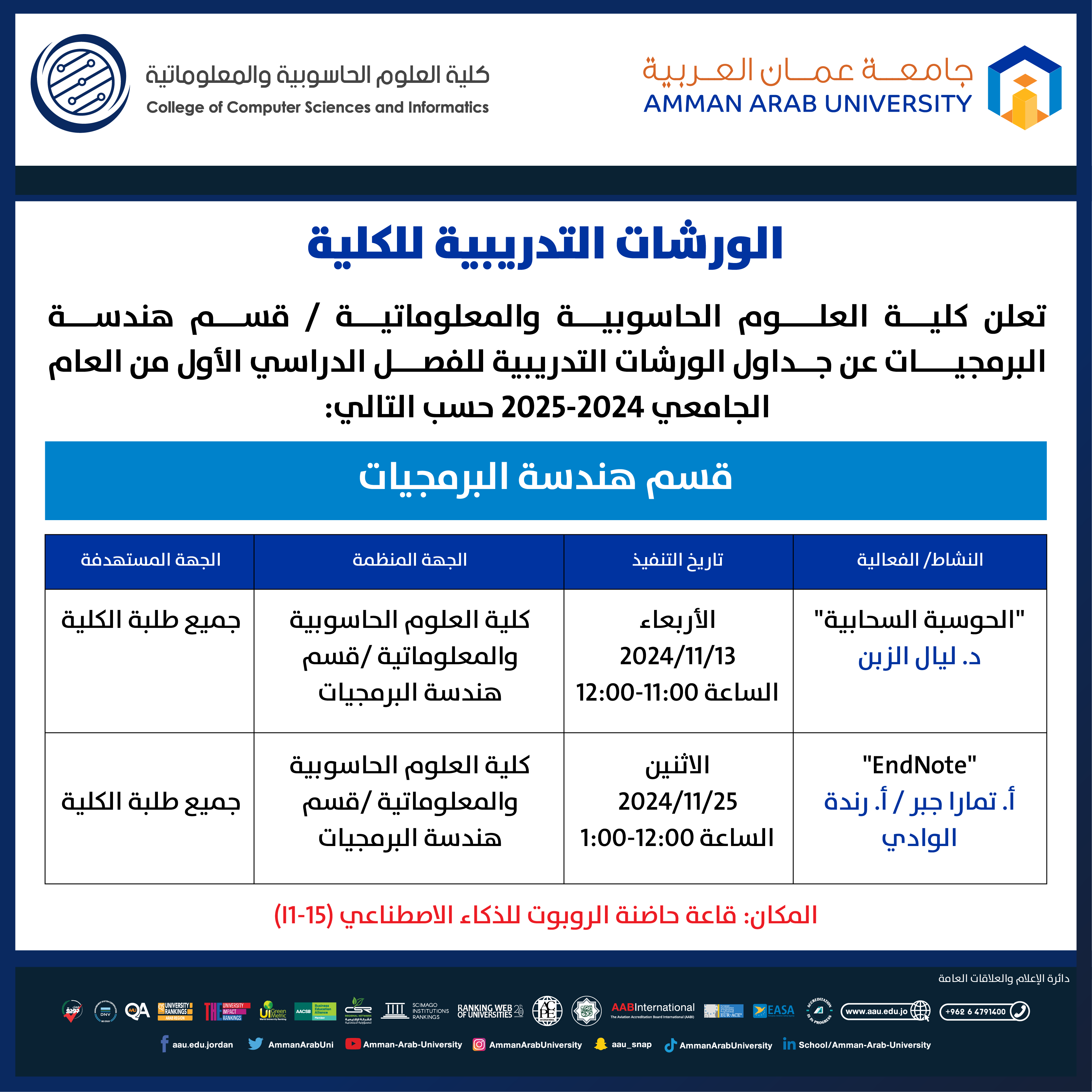 ورشات تدريبية لكلية العلوم الحاسوبية والمعلوماتية3