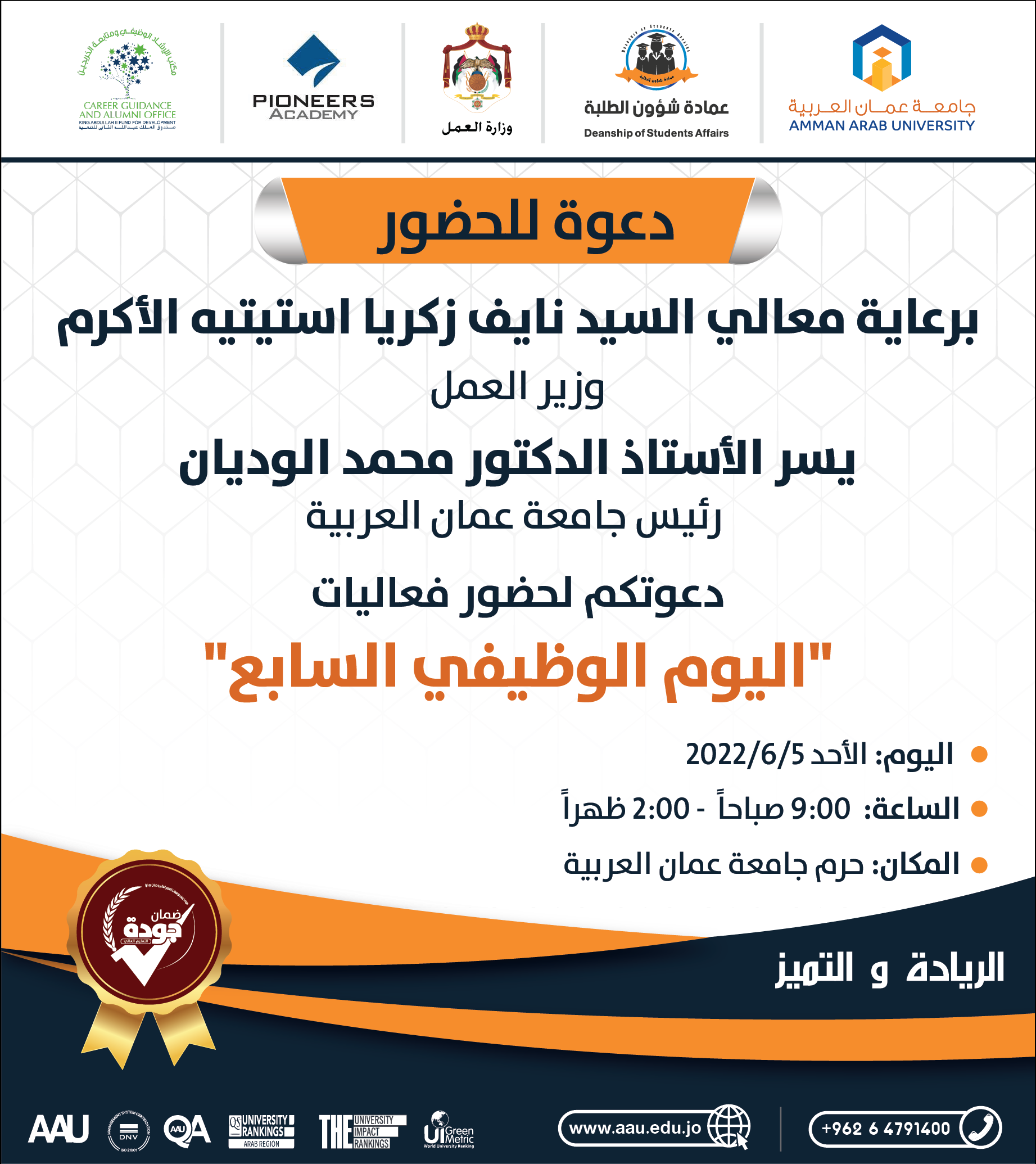 اليوم الوظيفي السابع في جامعة عمان العربية 