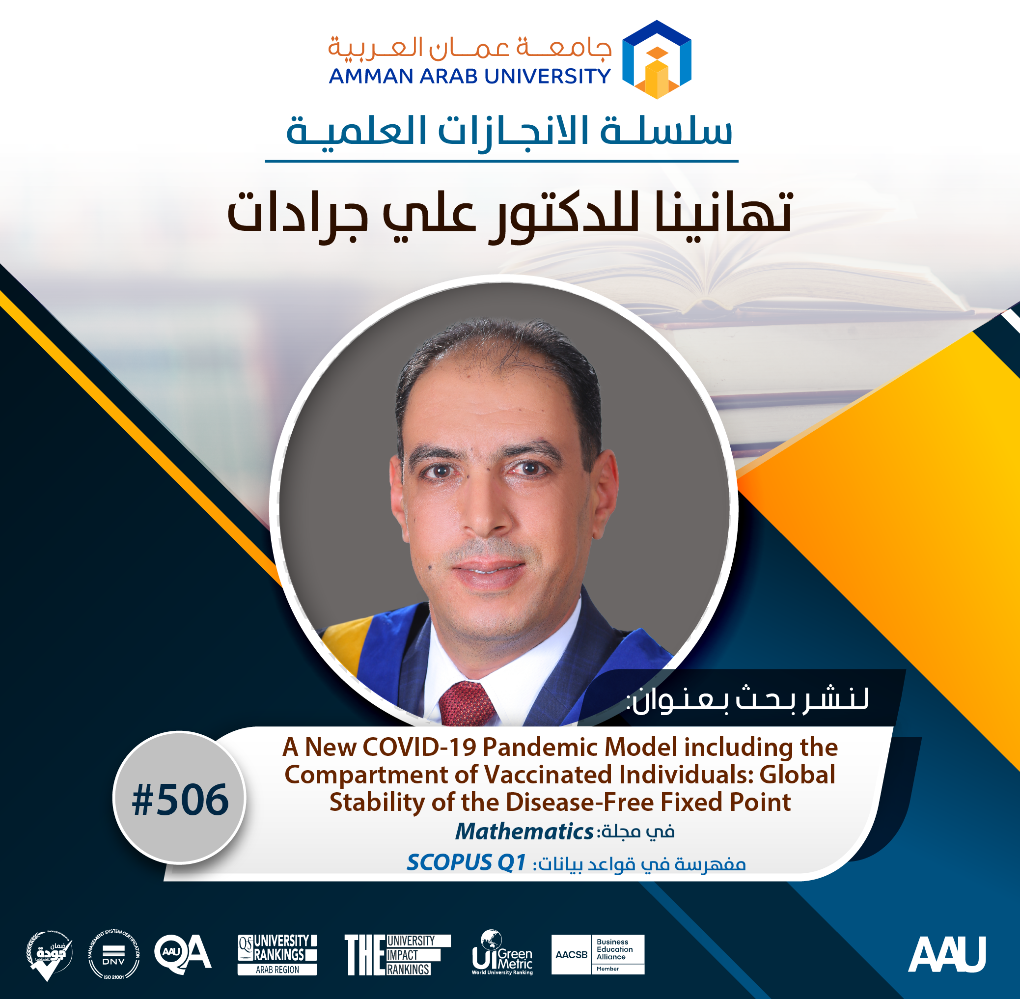 سلسلة الانجازات العلمية - تهانينا د. علي جرادات