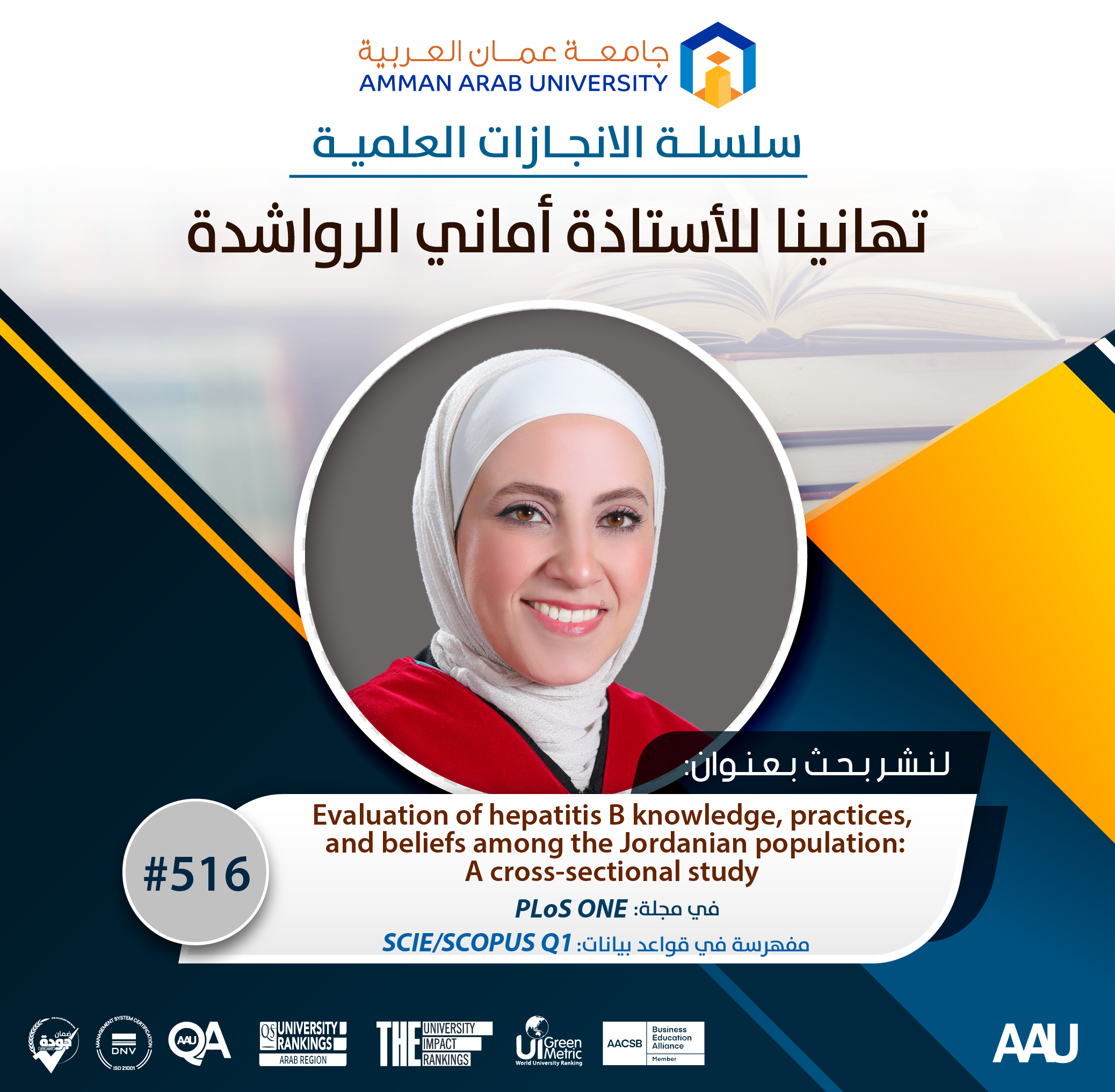 سلسلة الانجازات العلمية - تهانينا أ. اماني الرواشدة