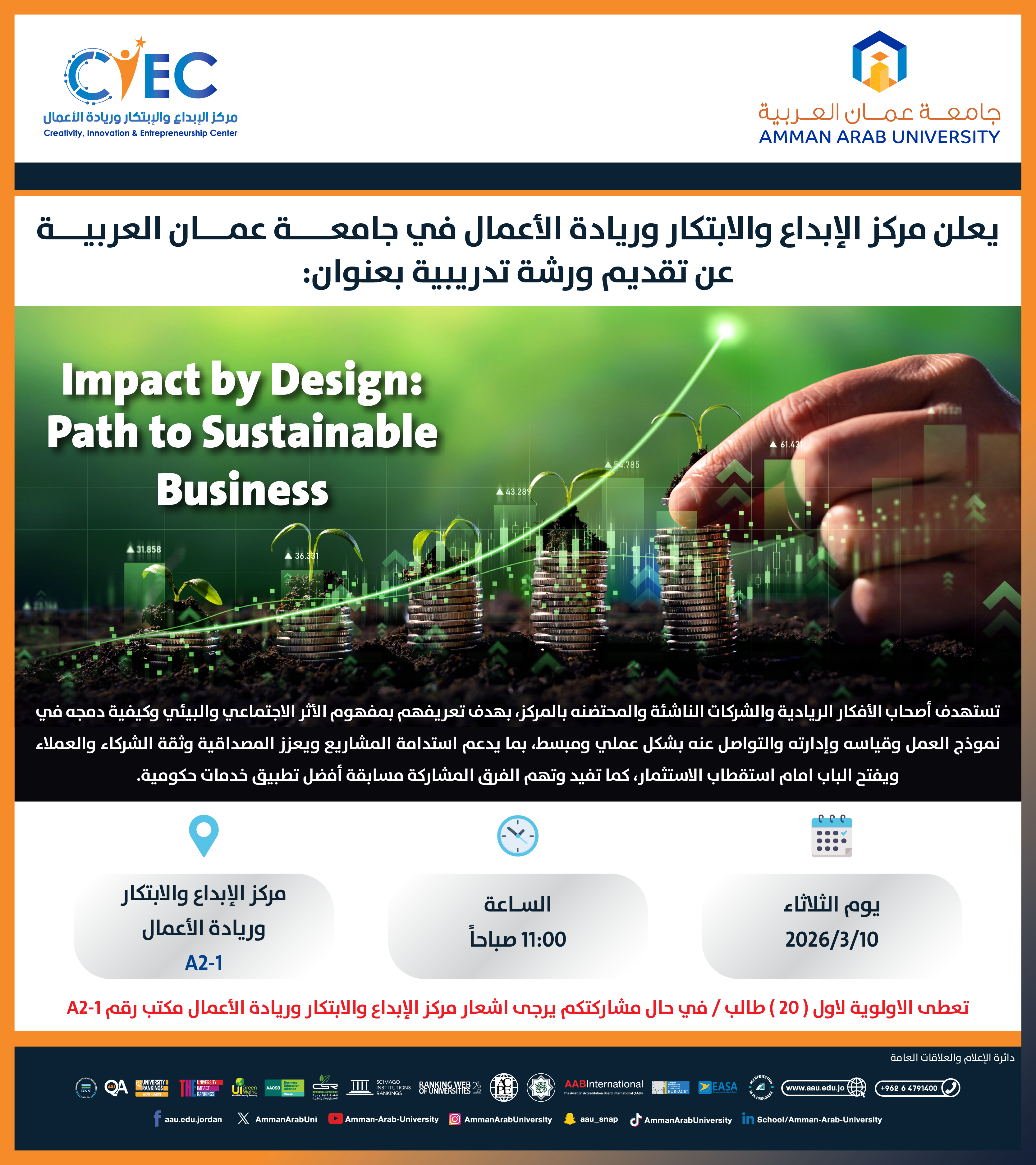 ورشة تدريبية بعنوان Impact by Design Path to Sustainable Business