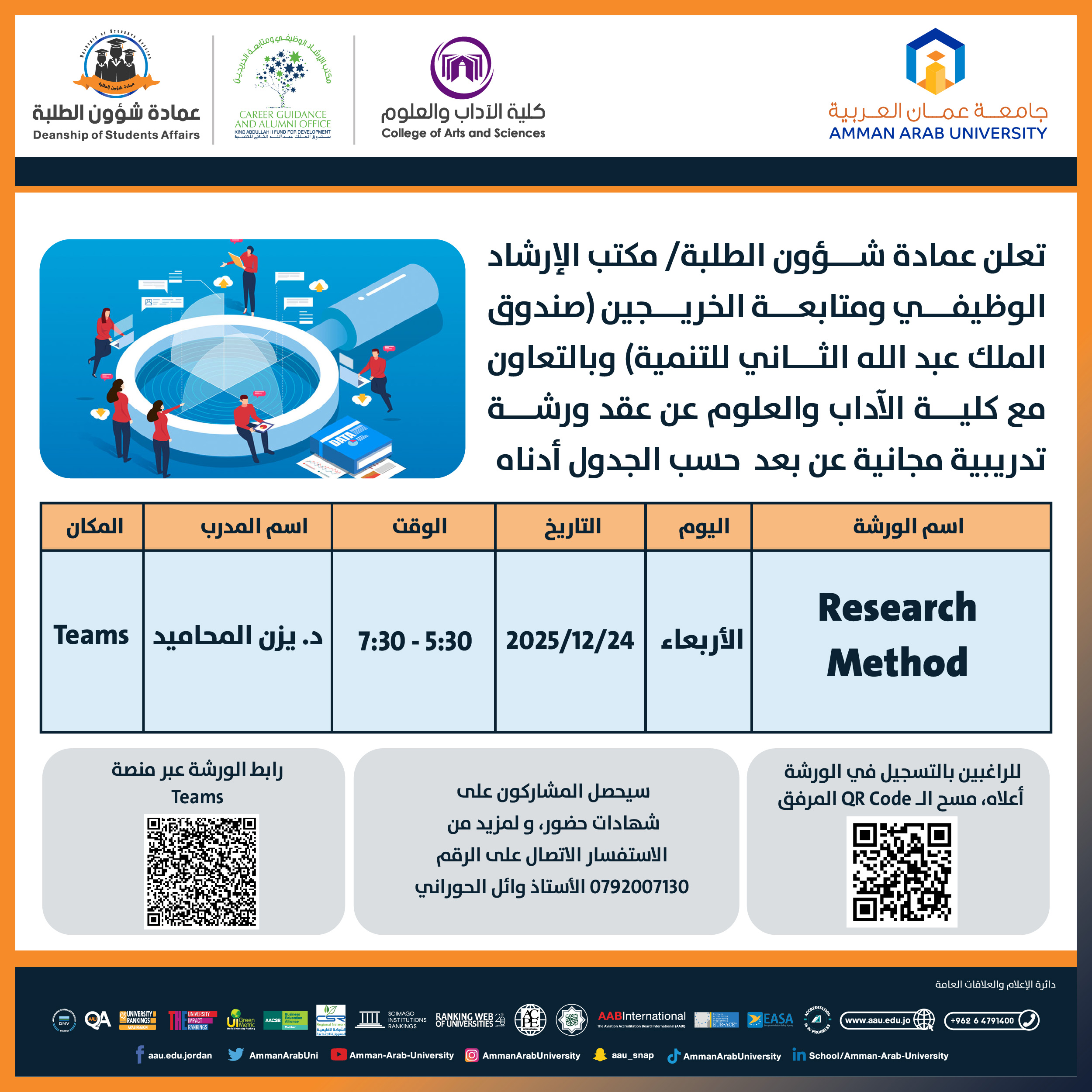 ورشة تدريبية بعنوان Research Method