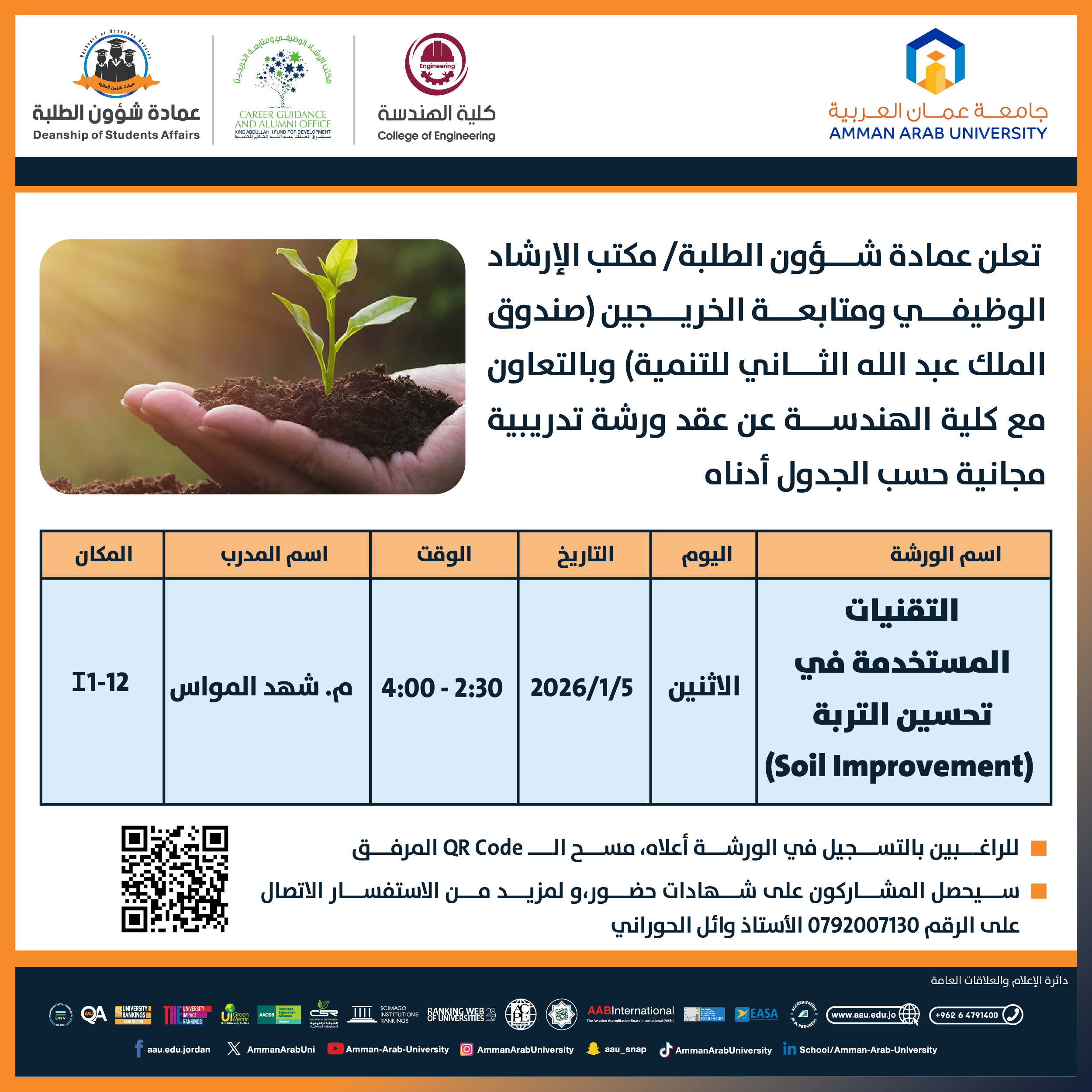 ورشة تدريبية بعنوان التقنيات المستخدمة في تحسين التربة