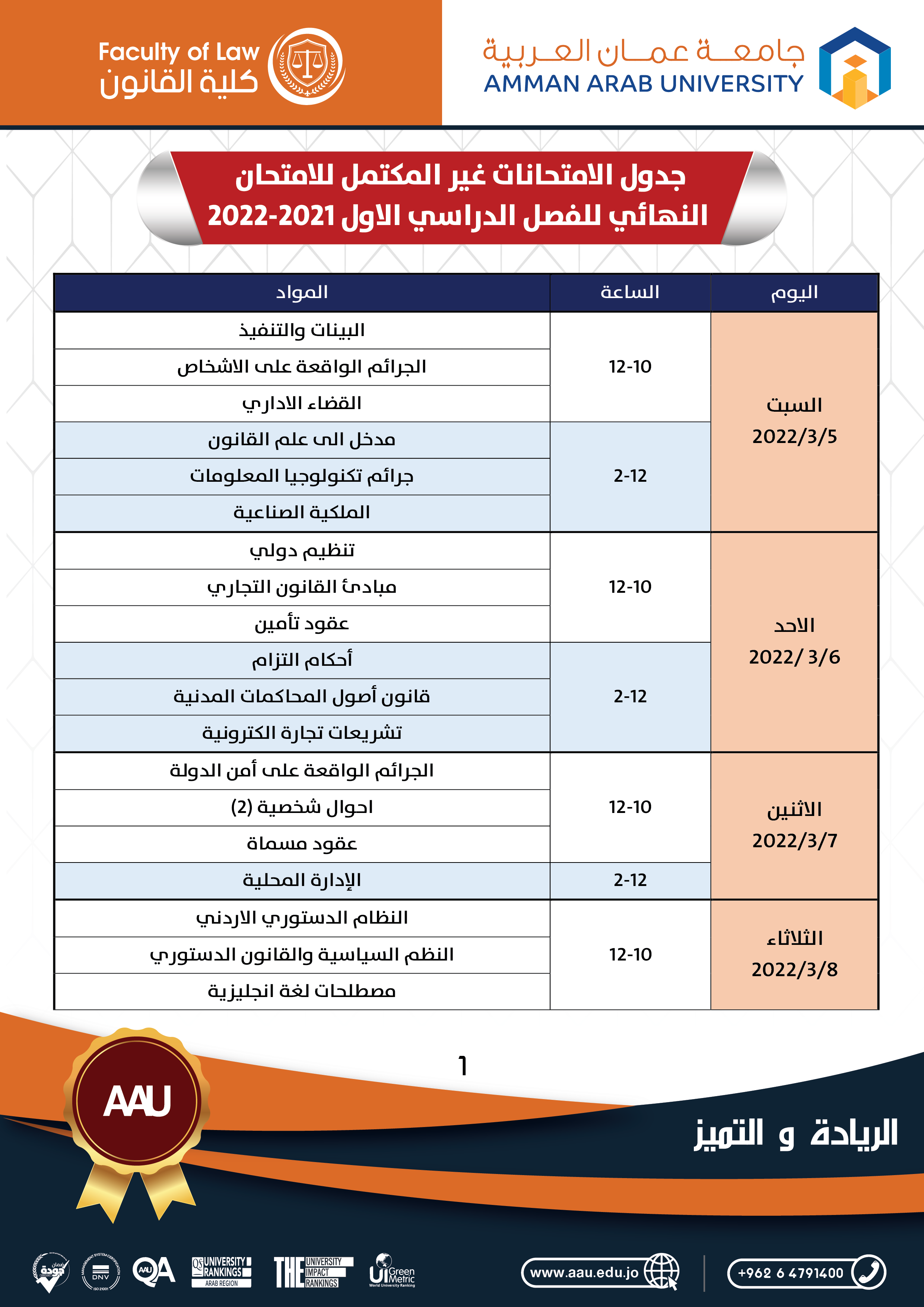 جدول الامتحان غير المكتمل للامتحان النهائي-2021-2022-01