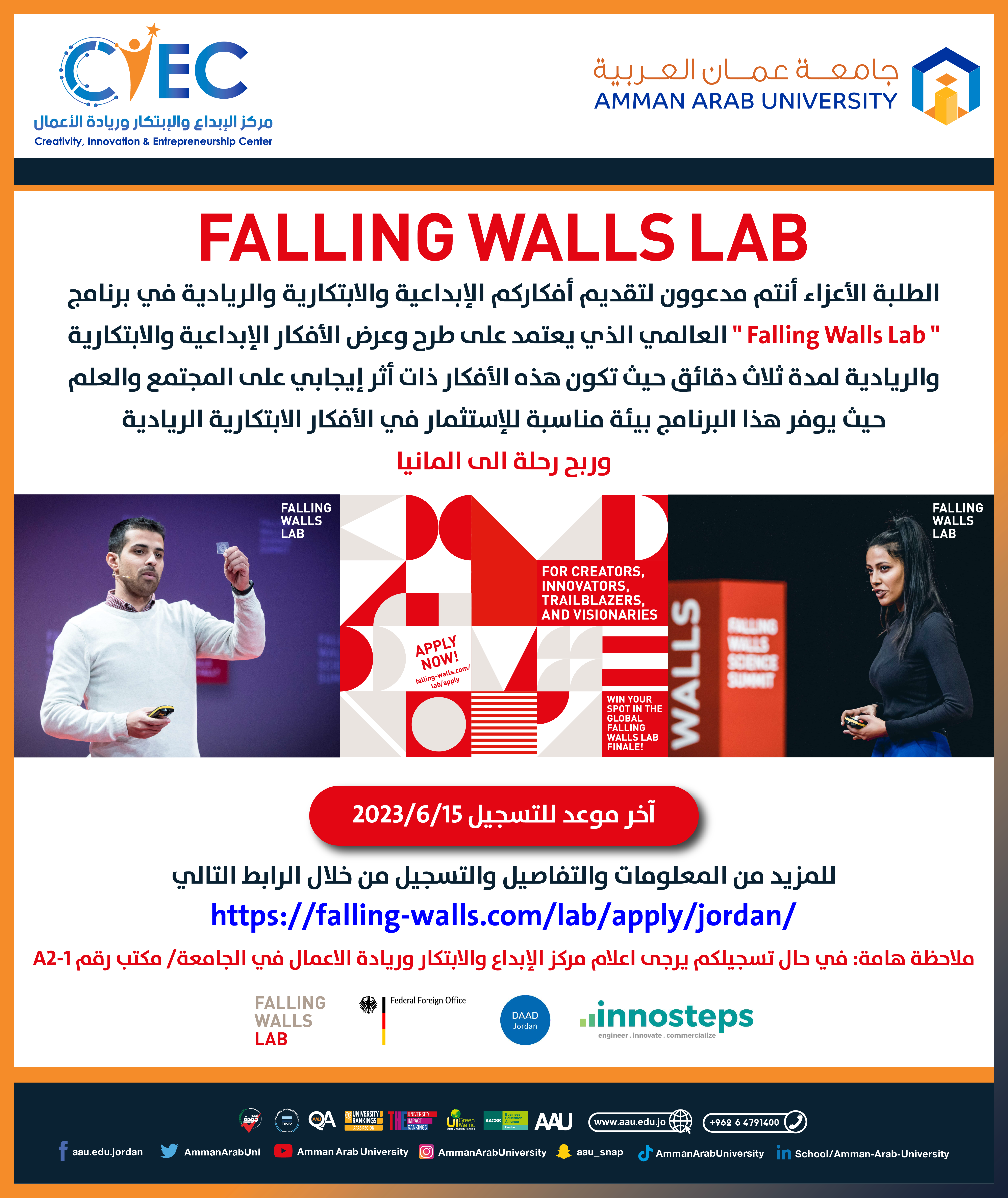 طرح وعرض الافكار الابداعية والابتكارية ضمن برنامج Falling Walls Lab